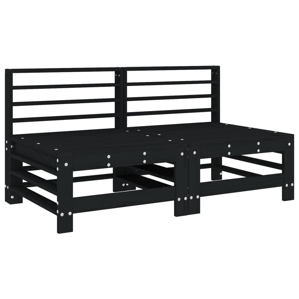 Set Salotto da Giardino 6 pz Nero in Legno Massello di Pino 3186477