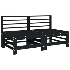 Set Salotto da Giardino 6 pz Nero in Legno Massello di Pino 3186477