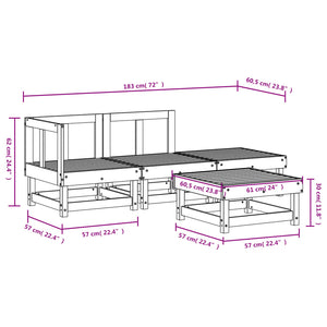 Set Salotto da Giardino 4 pz Bianco in Legno Massello di Pino 3186481