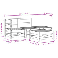 Set Salotto da Giardino 4 pz Grigio in Legno Massello di Pino 3186496