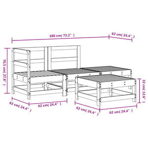 Set Salotto da Giardino 4 pz in Legno Impregnato di Pino 3186500