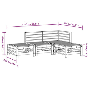 Set Salotto da Giardino 4 pz in Legno Massello di Pino 3186501