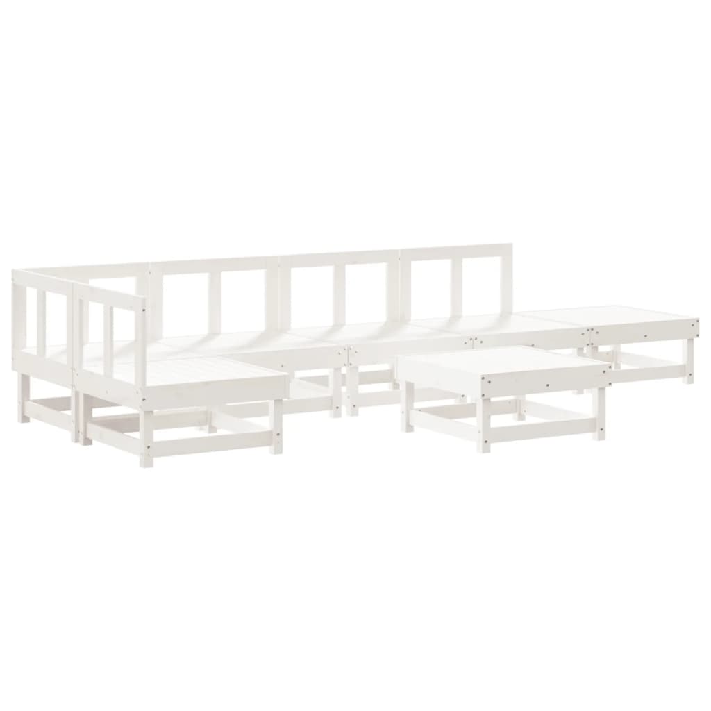 Set Salotto da Giardino 7 pz Bianco in Legno Massello di Pino 3186509