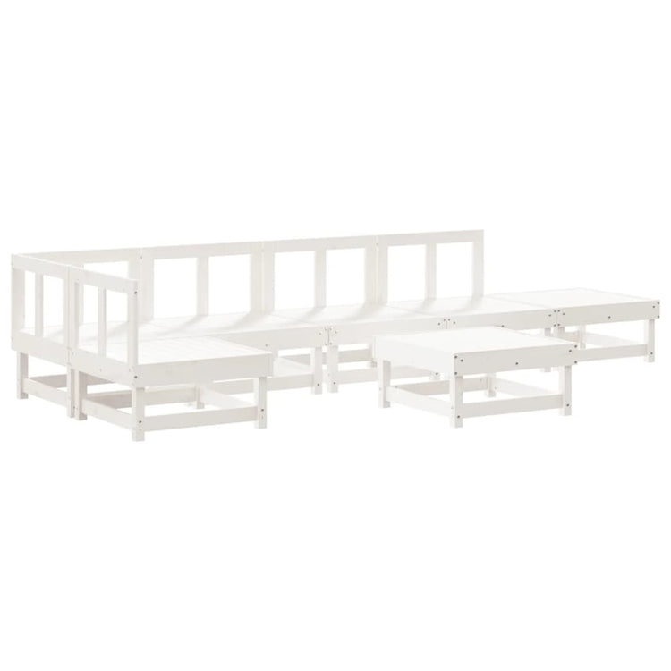 Set Salotto da Giardino 7 pz Bianco in Legno Massello di Pino 3186509