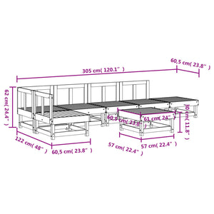 Set Salotto da Giardino 7 pz Bianco in Legno Massello di Pino 3186509