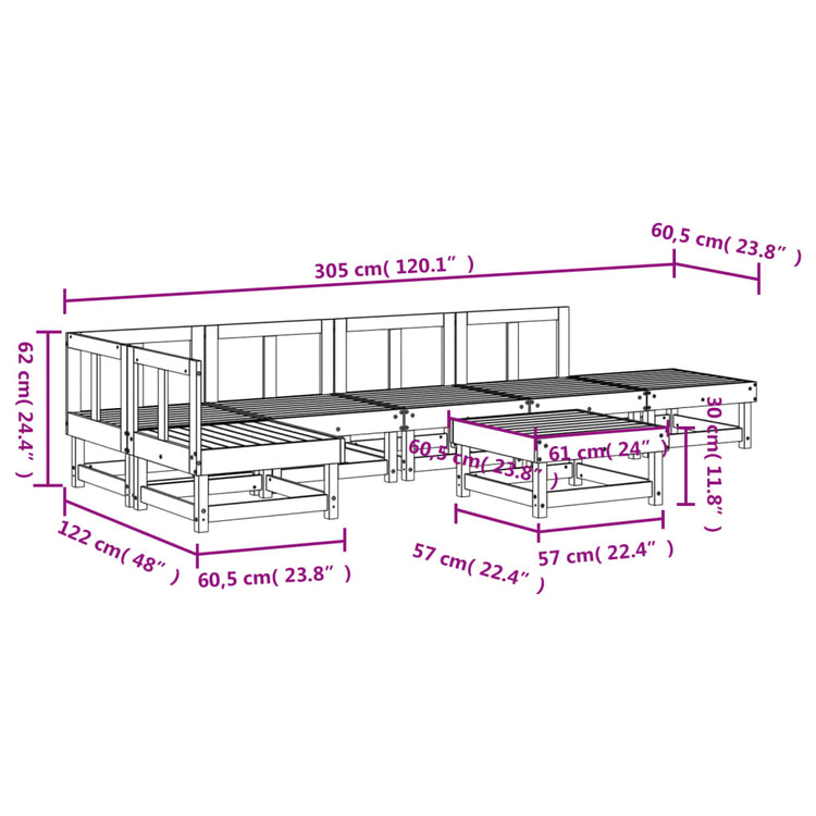 Set Salotto da Giardino 7 pz in Legno Impregnato di Pino 3186514