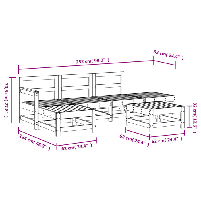 Set Salotto da Giardino 6 pz in Legno Impregnato di Pino 3186542