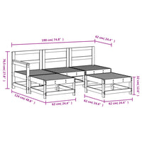 Set Salotto da Giardino 5 pz Nero in Legno Massello di Pino 3186547