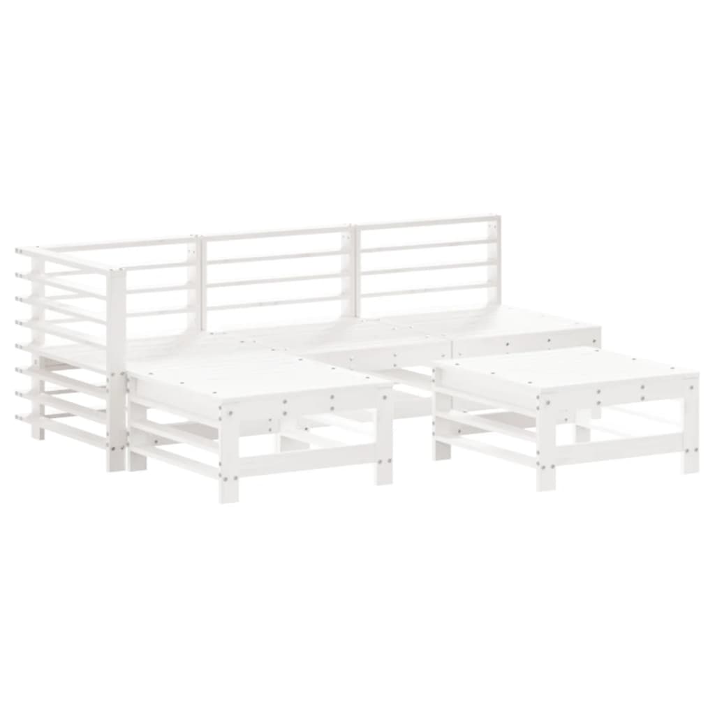 Set Salotto da Giardino 5 pz Bianco in Legno Massello di Pino 3186551