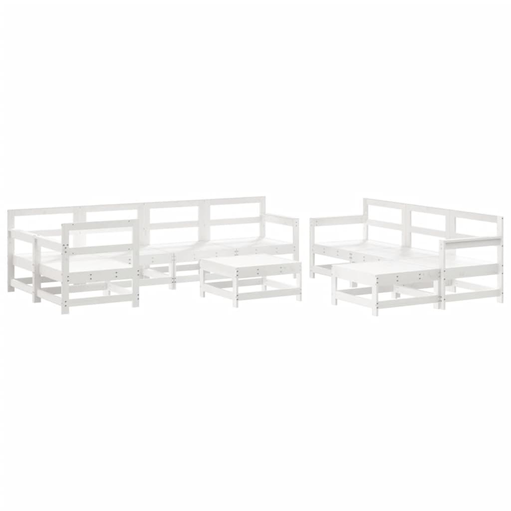 Set Salotto da Giardino 10 pz Bianco in Legno Massello di Pino 3186572