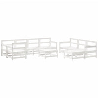 Set Salotto da Giardino 10 pz Bianco in Legno Massello di Pino 3186572