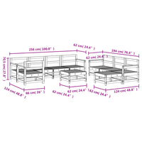 Set Salotto da Giardino 10 pz Bianco in Legno Massello di Pino 3186572