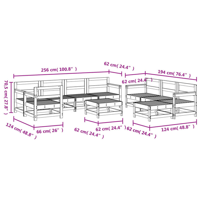 Set Salotto da Giardino 10 pz in Legno Massello di Douglas 3186576