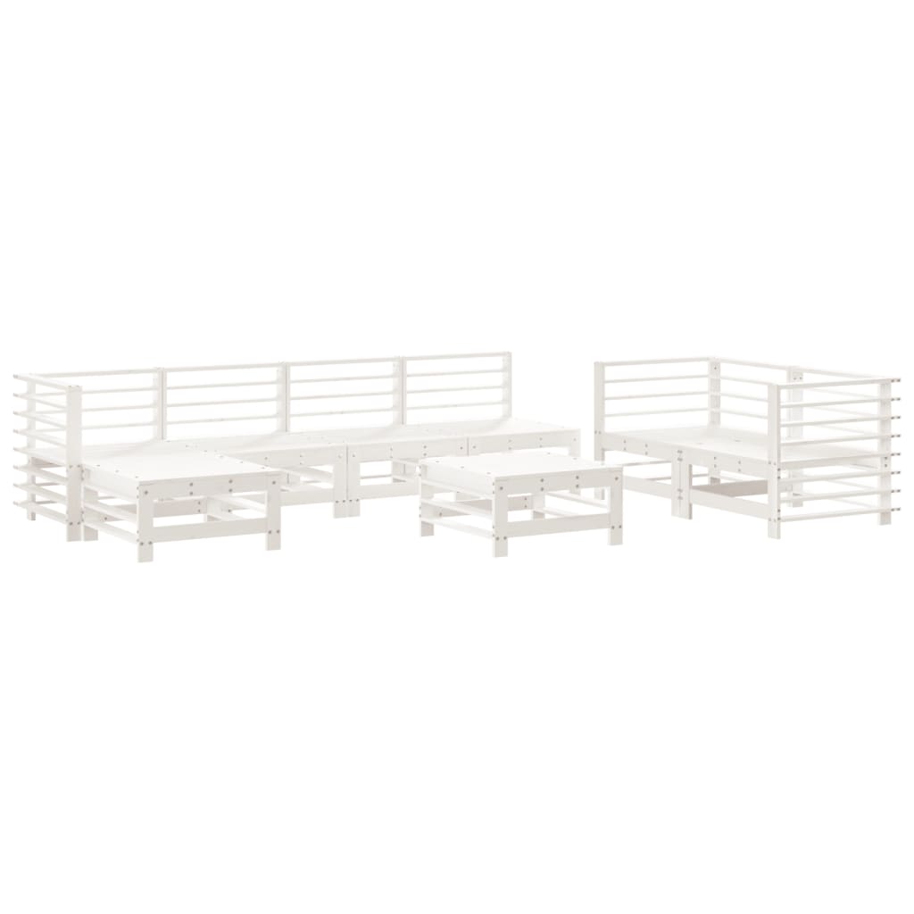 Set Salotto da Giardino 8 pz in Legno Massello di Pino Biancocod mxl 70241