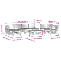 Set Salotto da Giardino 8 pz in Legno Massello di Pino Grigio 3186580