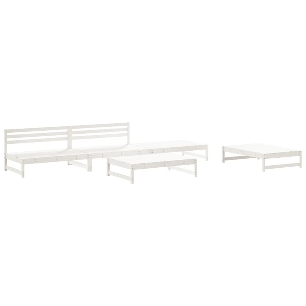 Set Salotto da Giardino 5 pz Bianco in Legno Massello di Pinocod mxl 94031