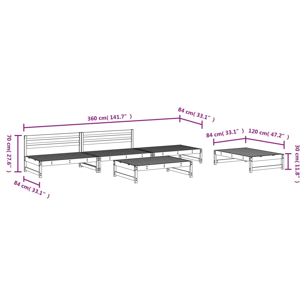 Set Salotto da Giardino 5 pz in Legno Massello di Douglas 3186604