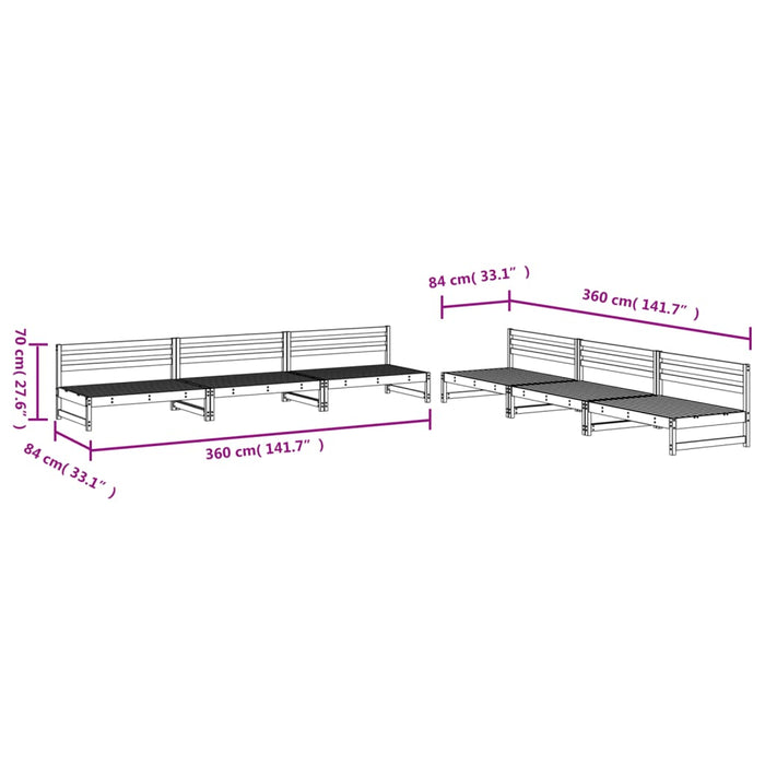 Set Salotto da Giardino 6 pz Grigio in Legno Massello di Pino 3186608