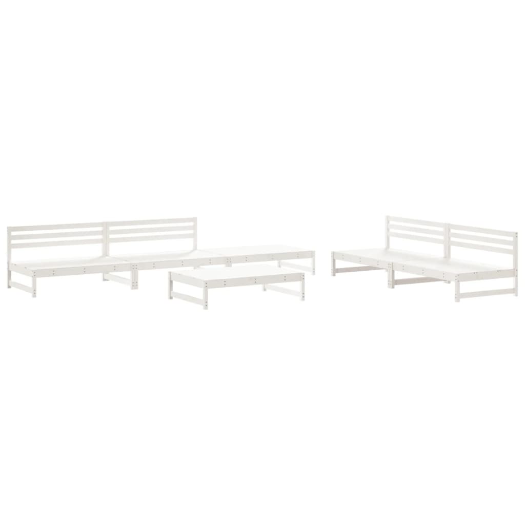 Set Salotto da Giardino 6 pz Bianco in Legno Massello di Pino 3186614