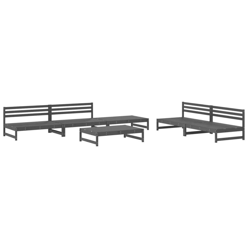 Set Salotto da Giardino 6 pz Grigio in Legno Massello di Pino 3186615