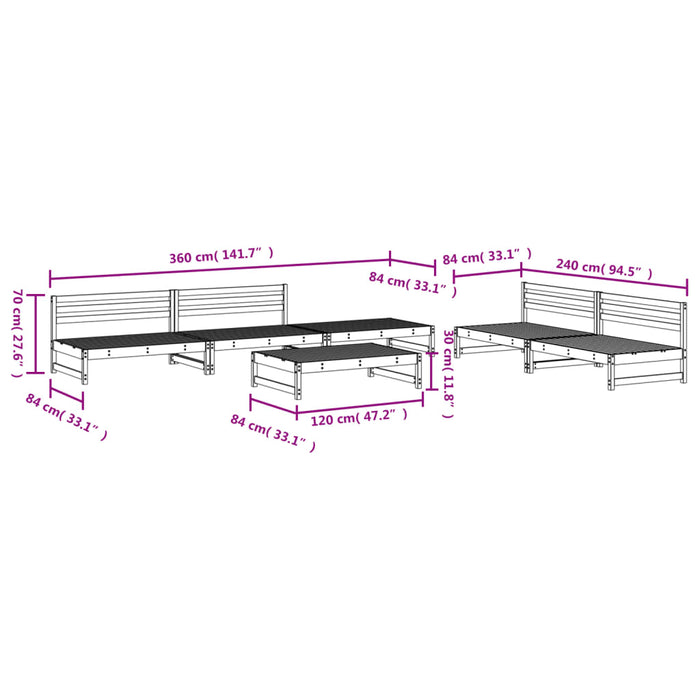 Set Salotto da Giardino 6 pz Miele in Legno Massello di Pino 3186616