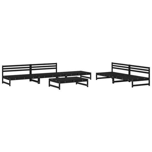 Set Salotto da Giardino 6 pz Nero in Legno Massello di Pino 3186617