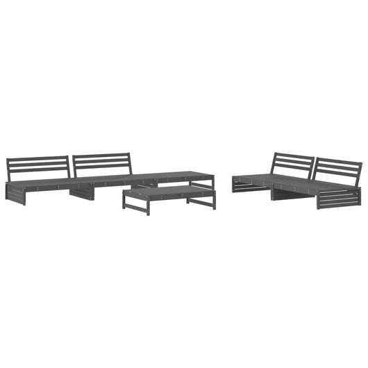 Set Salotto da Giardino 6 pz Grigio in Legno Massello di Pino 3186643