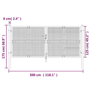 Cancello da Giardino Rete Argento 300x175 cm Acciaio Zincato 154531