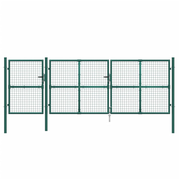 Cancello da Giardino in Rete Verde 400x175 cm Acciaio Zincato 154537