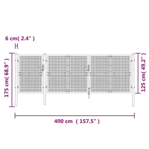 Cancello da Giardino in Rete Verde 400x175 cm Acciaio Zincato 154537