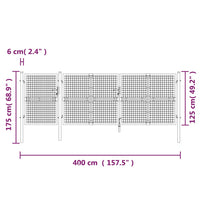 Cancello da Giardino Rete Antracite 400x175 cm Acciaio Zincato 154546