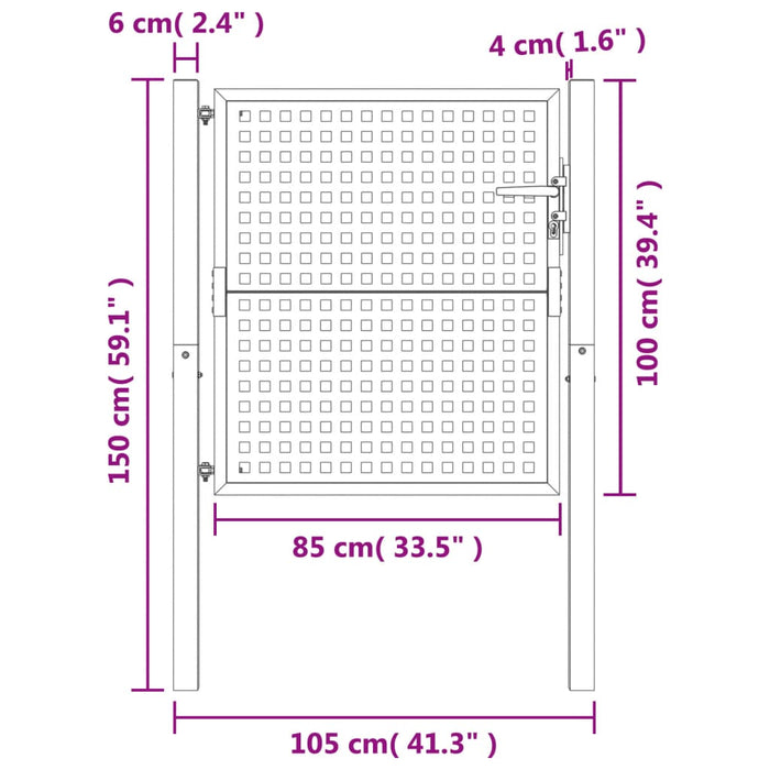 Cancello Giardino Antracite 105x125 cm in Acciaio 154560