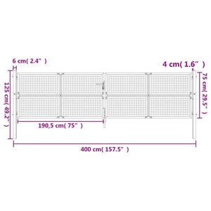 Cancello Giardino Antracite 400x125 cm in Acciaio 154571