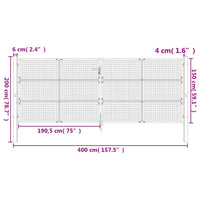 Cancello Giardino Antracite 400x150 cm in Acciaio 154574