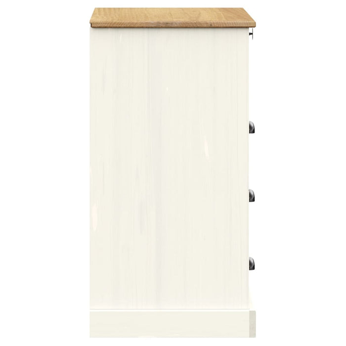 Cassettiera VIGO Bianca 80x40x76 cm in Legno Massello di Pino 353161