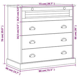 Cassettiera VIGO Bianca 80x40x76 cm in Legno Massello di Pino 353161