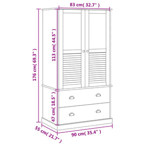 Armadio VIGO 90x55x176 cm in Legno Massello di Pino 353163