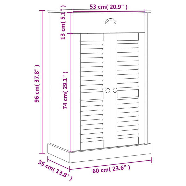 Scarpiera VIGO 60x35x96 cm in Legno Massello di Pino 353166