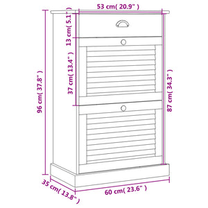 Scarpiera VIGO 60x35x96 cm in Legno Massello di Pino 353169