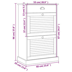 Scarpiera VIGO 60x35x96 cm in Legno Massello di Pino 353171