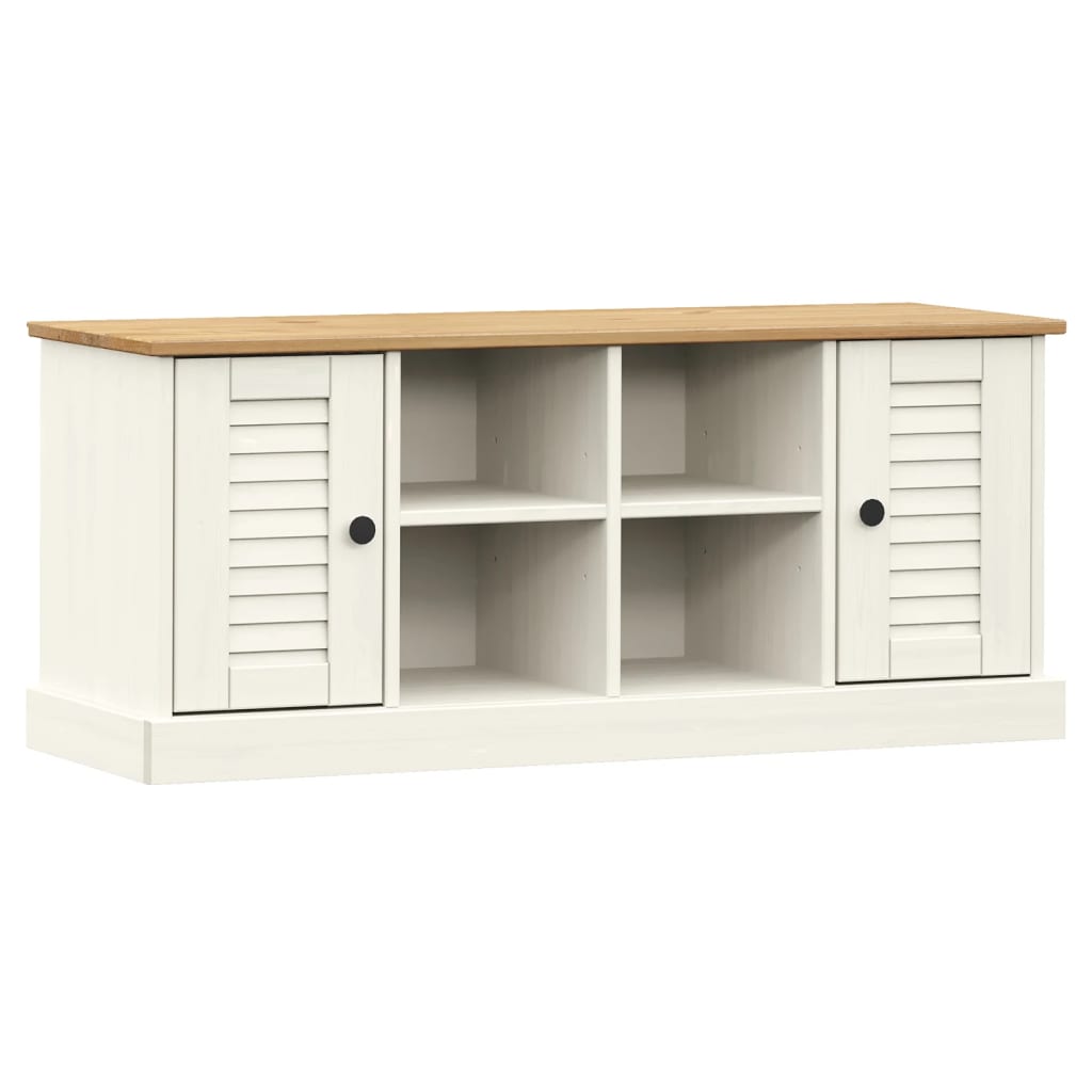 Panca Porta Scarpe VIGO 106x35x40 cm Legno Massello Pino Bianco 353179