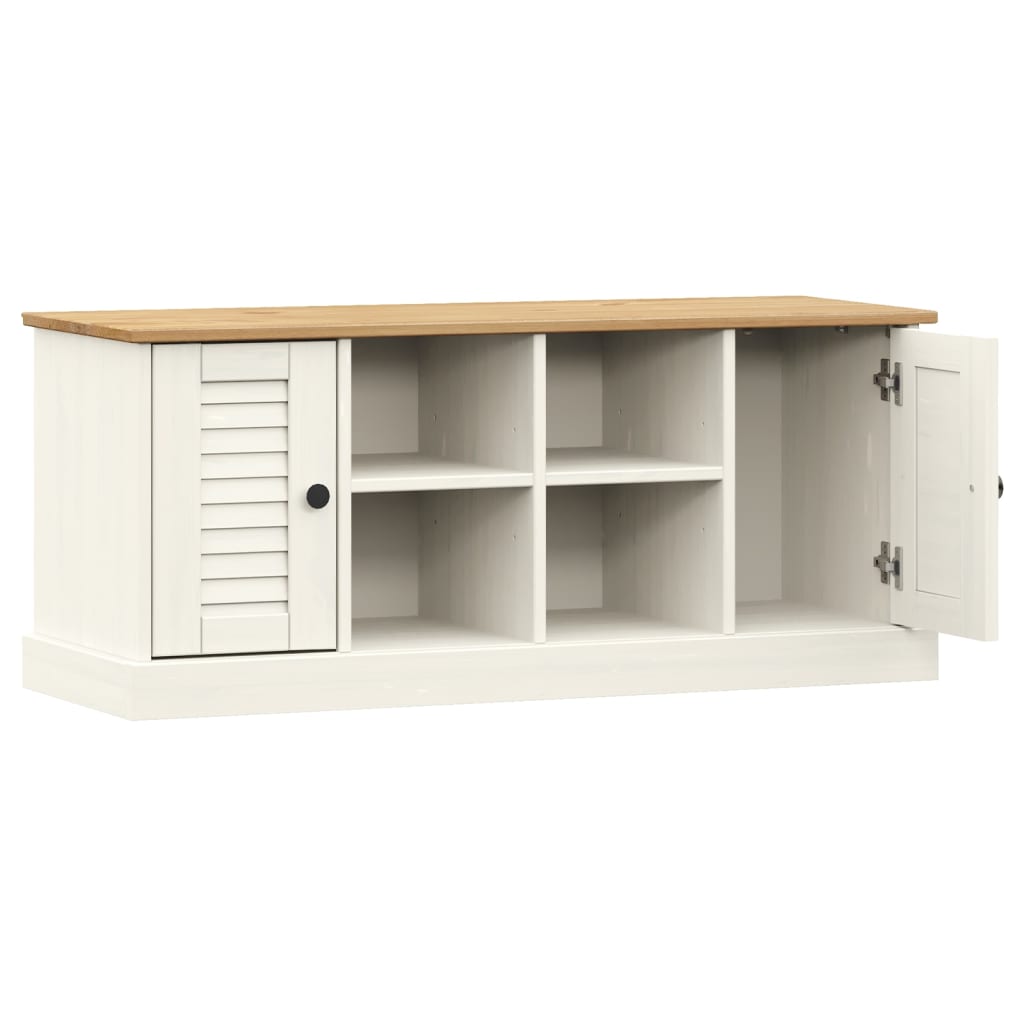 Panca Porta Scarpe VIGO 106x35x40 cm Legno Massello Pino Bianco 353179