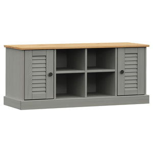 Panca Porta Scarpe VIGO 106x35x40 cm Legno Massello Pino Grigio 353180