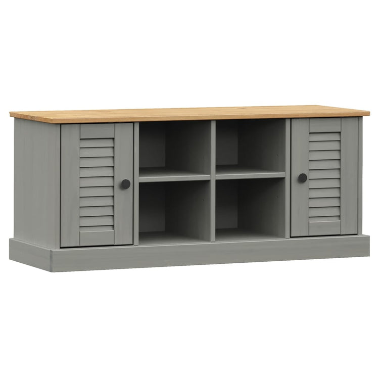 Panca Porta Scarpe VIGO 106x35x40 cm Legno Massello Pino Grigio 353180