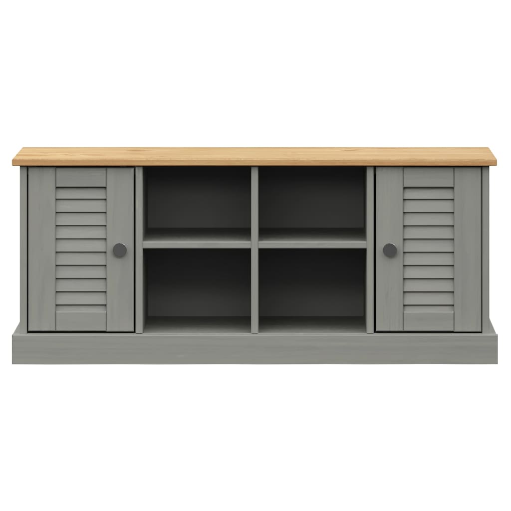 Panca Porta Scarpe VIGO 106x35x40 cm Legno Massello Pino Grigio 353180