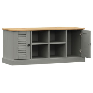 Panca Porta Scarpe VIGO 106x35x40 cm Legno Massello Pino Grigio 353180