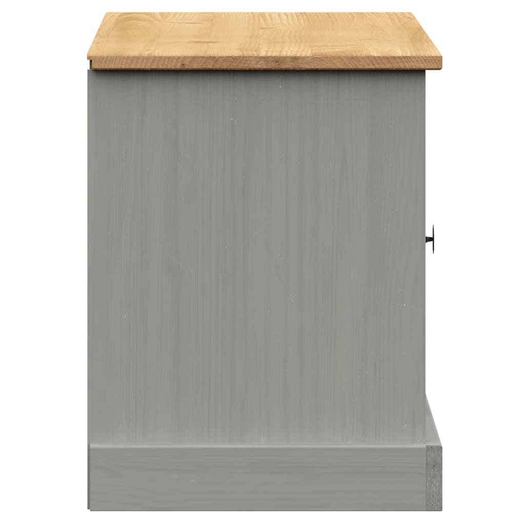 Panca Porta Scarpe VIGO 106x35x40 cm Legno Massello Pino Grigio 353180