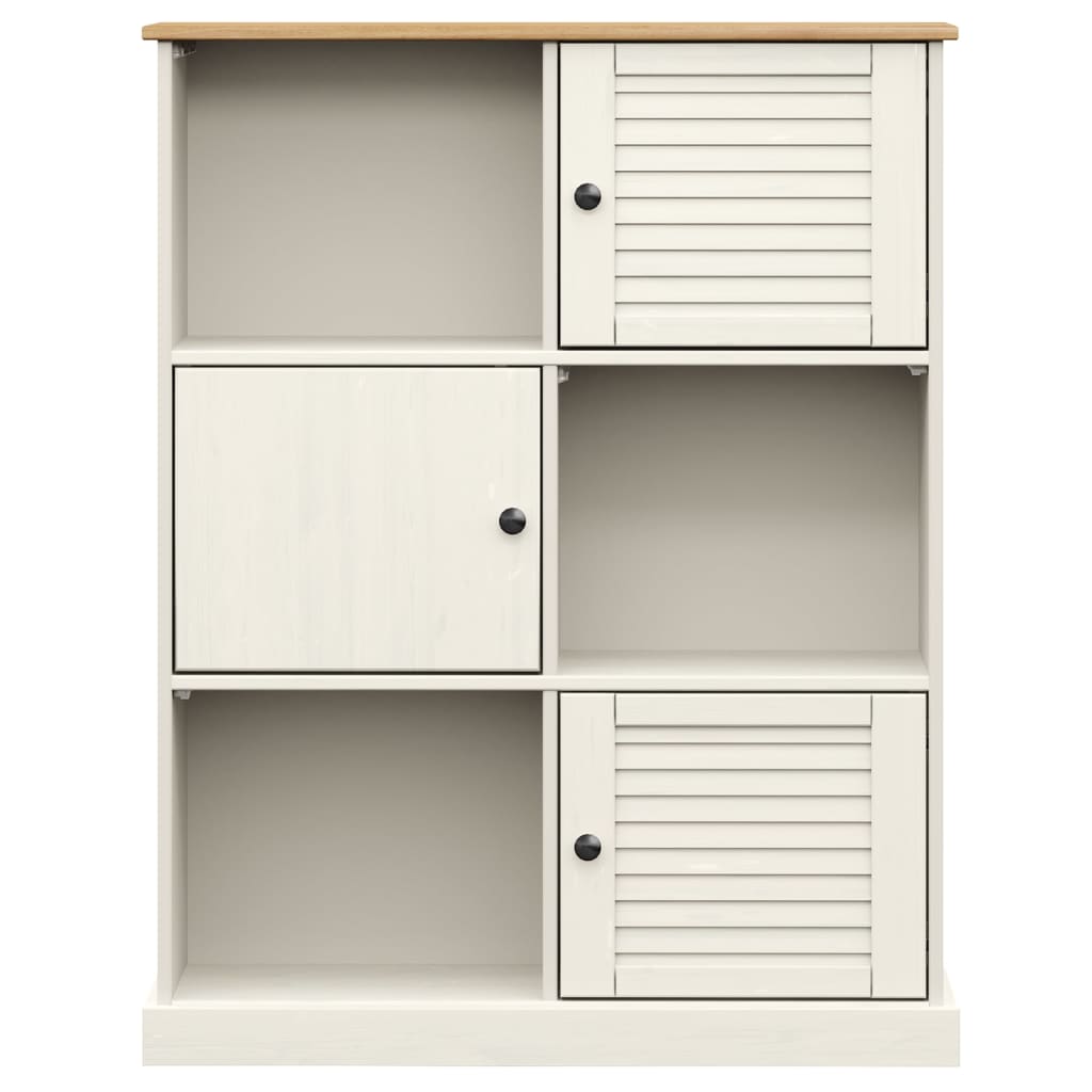 Libreria VIGO 90x35x114,5 cm in Legno Massello di Pino Bianco 353182