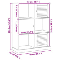 Libreria VIGO 90x35x114,5 cm in Legno Massello di Pino Bianco 353182