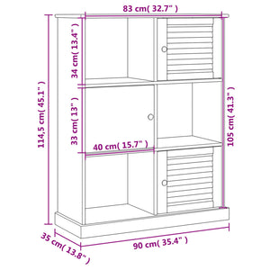 Libreria VIGO 90x35x114,5 cm in Legno Massello di Pino Bianco 353182